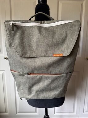 Doterra Gray Roll-Top Backpack with Orange Accents